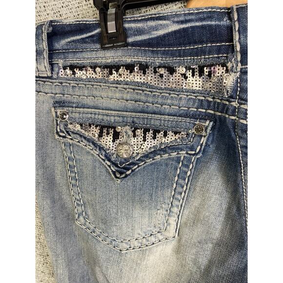 Miss Me Vintage Jezebel Jeans Womens 34 Measures 36 Easy Boot Bling EUC Y2K Plus - Picture 13 of 16